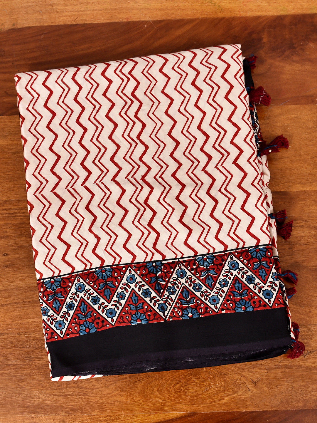 JUMANI : AJRAKH HANDBLOCK MODAL SILK SAREE