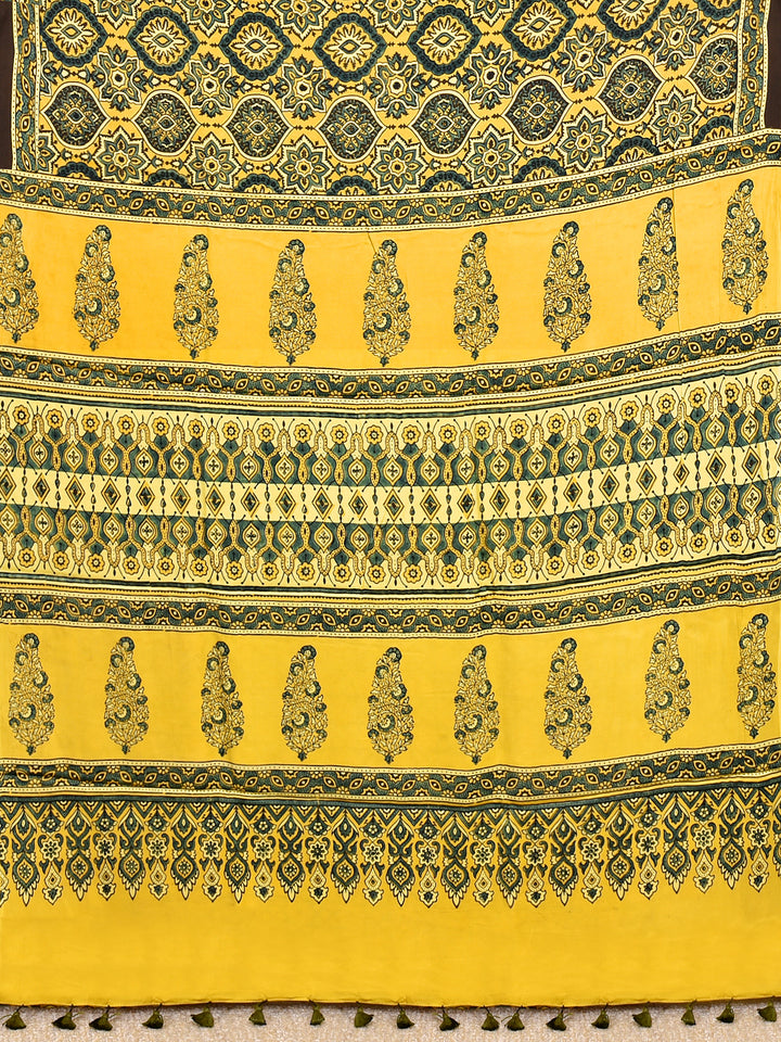 QUEEN : AJRAKH HANDBLOCK MODAL SILK SAREE