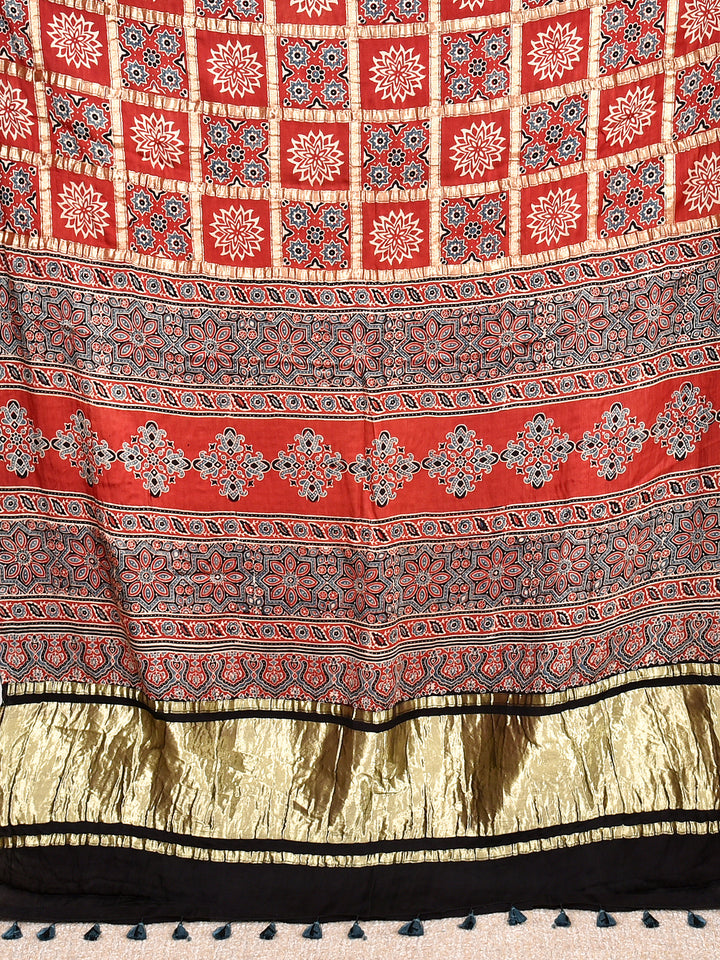 GHARILI  : AJRAKH GHARCHOLA SEMI GAJJI SILK SAREE