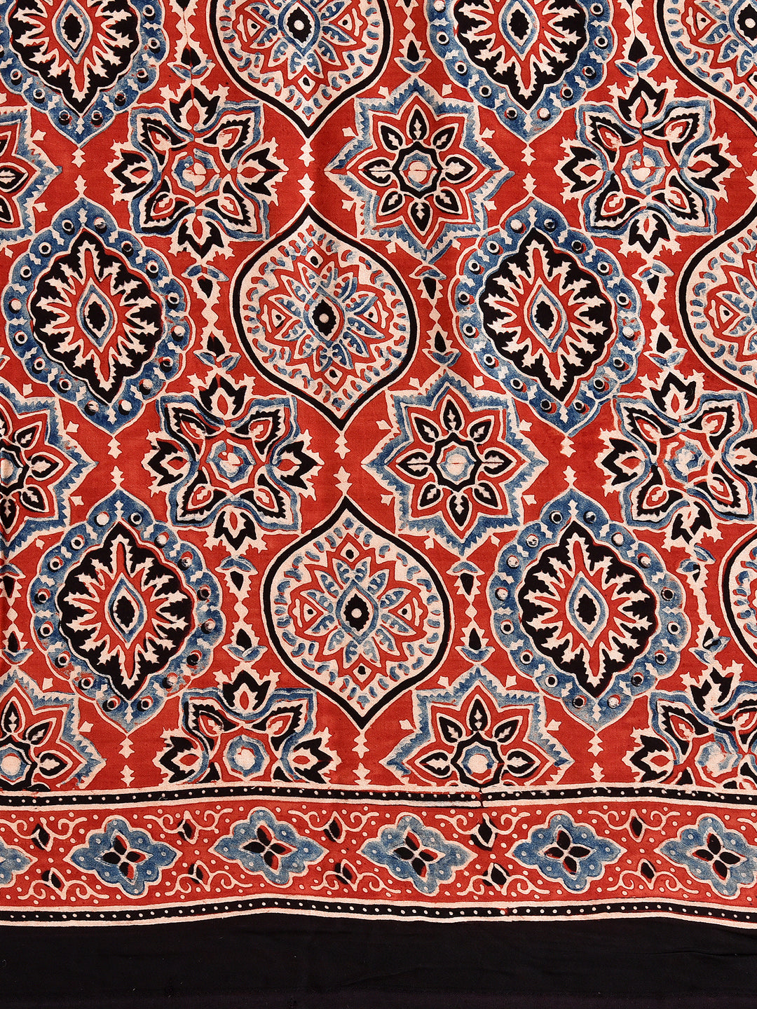 KRISHNAN: AJRAKH GHARCHOLA SEMI GAJJI SILK SAREE