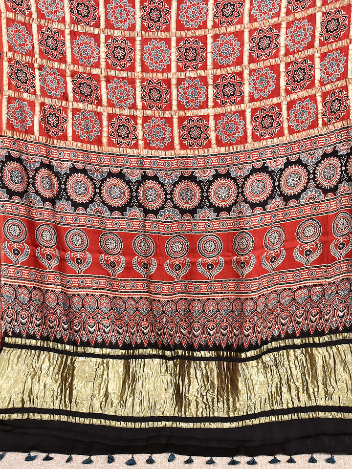 KAVERI : AJRAKH GHARCHOLA SEMI GAJJI SILK SAREE