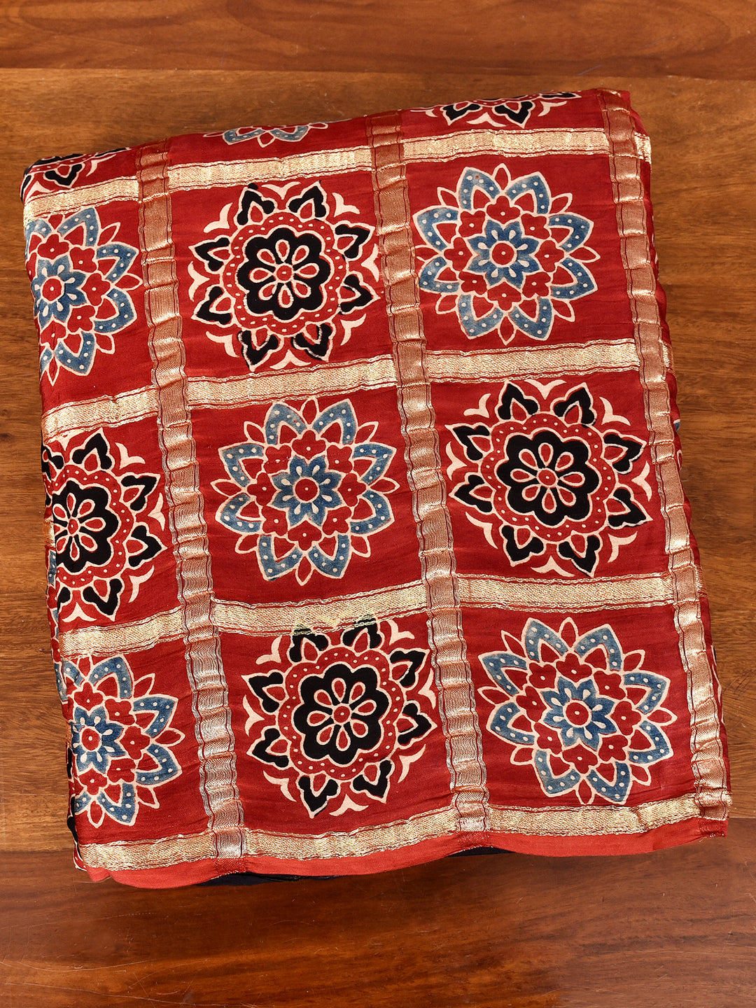 KAVERI : AJRAKH GHARCHOLA SEMI GAJJI SILK SAREE