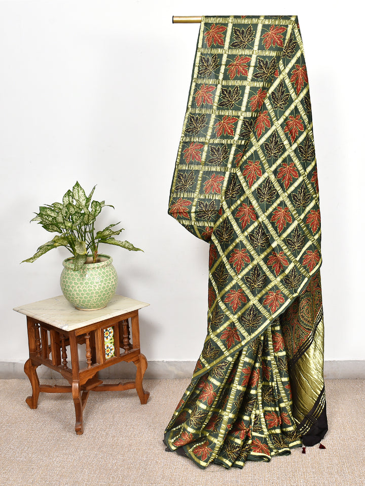 YAMUNA : AJRAKH GHARCHOLA SEMI GAJJI SILK SAREE