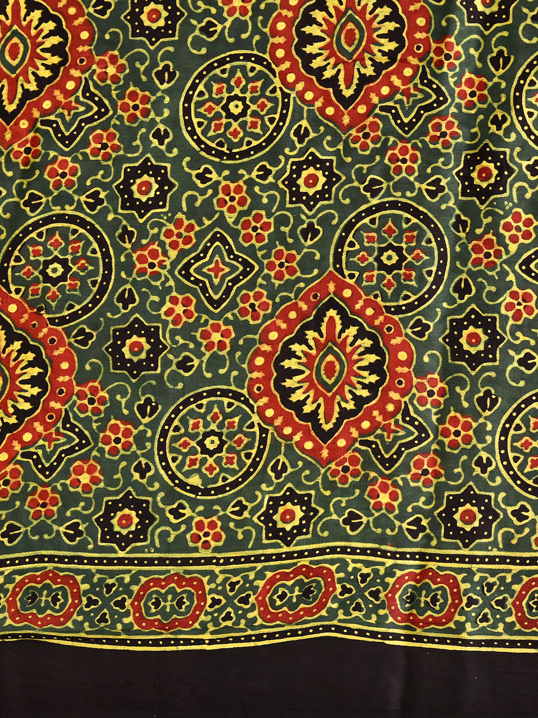 BHAGIRATHI  : AJRAKH GHARCHOLA SEMI GAJJI SILK SAREE