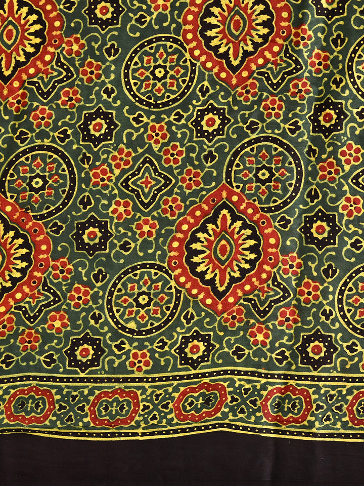 BHAGIRATHI  : AJRAKH GHARCHOLA SEMI GAJJI SILK SAREE