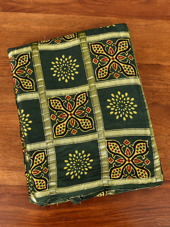 RUCHIR : AJRAKH GHARCHOLA SEMI GAJJI SILK SAREE