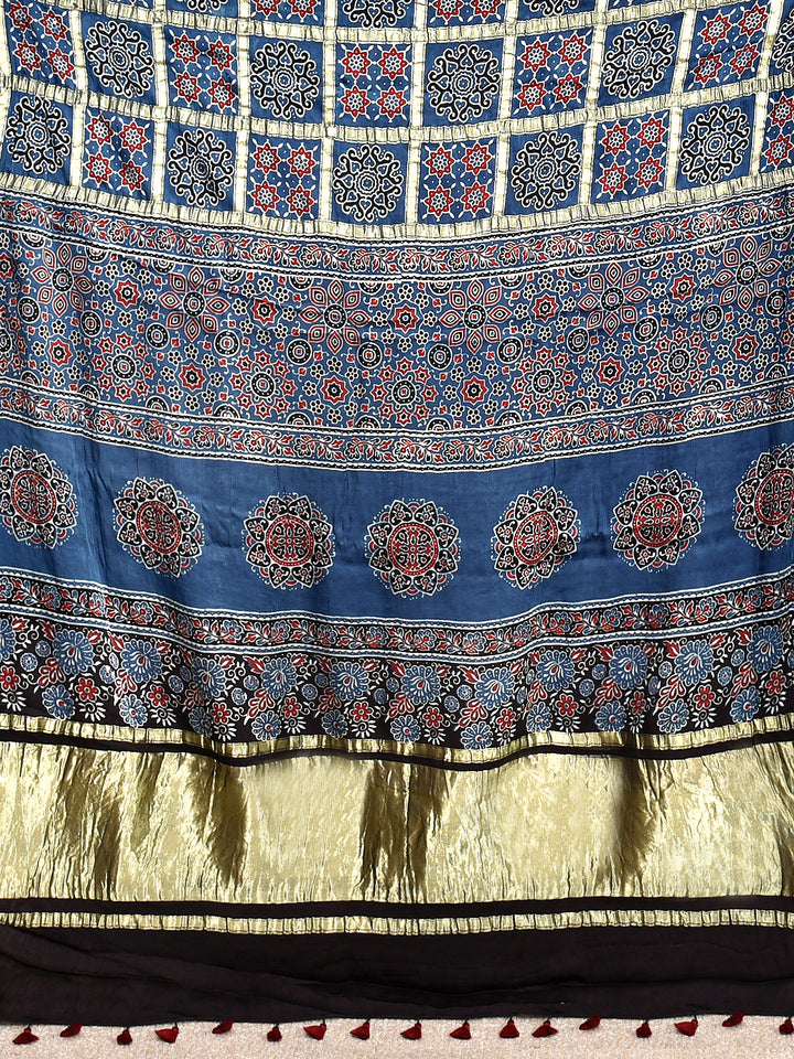 TIMARIKA : AJRAKH GHARCHOLA SEMI GAJJI SILK SAREE