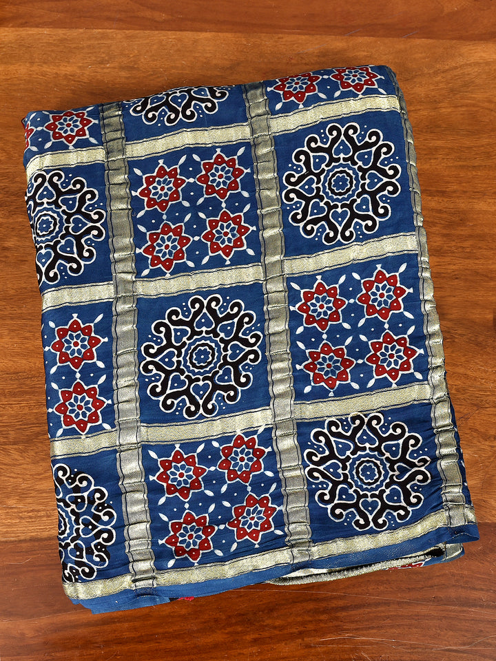 TIMARIKA : AJRAKH GHARCHOLA SEMI GAJJI SILK SAREE