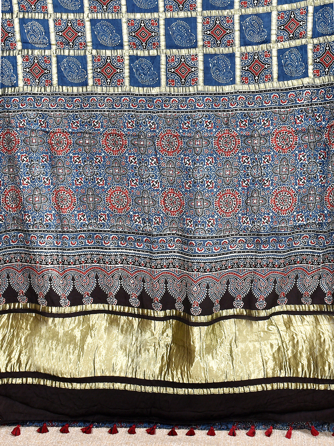 SUKANYA : AJRAKH GHARCHOLA SEMI GAJJI SILK SAREE