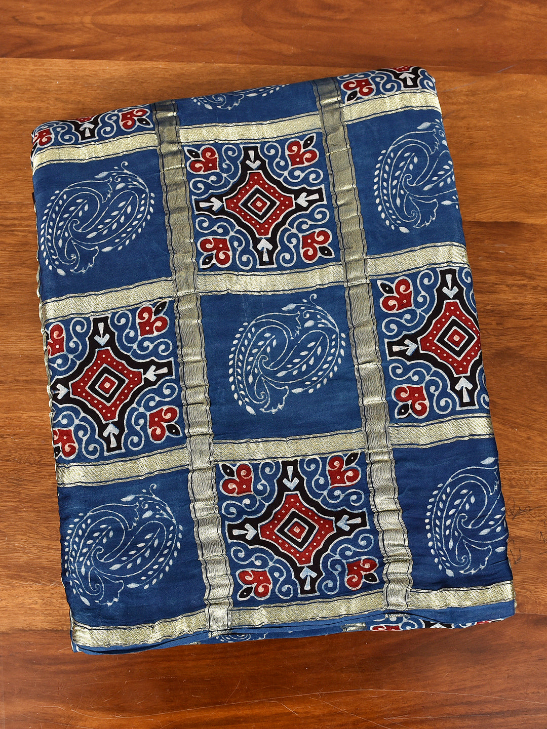 SUKANYA : AJRAKH GHARCHOLA SEMI GAJJI SILK SAREE