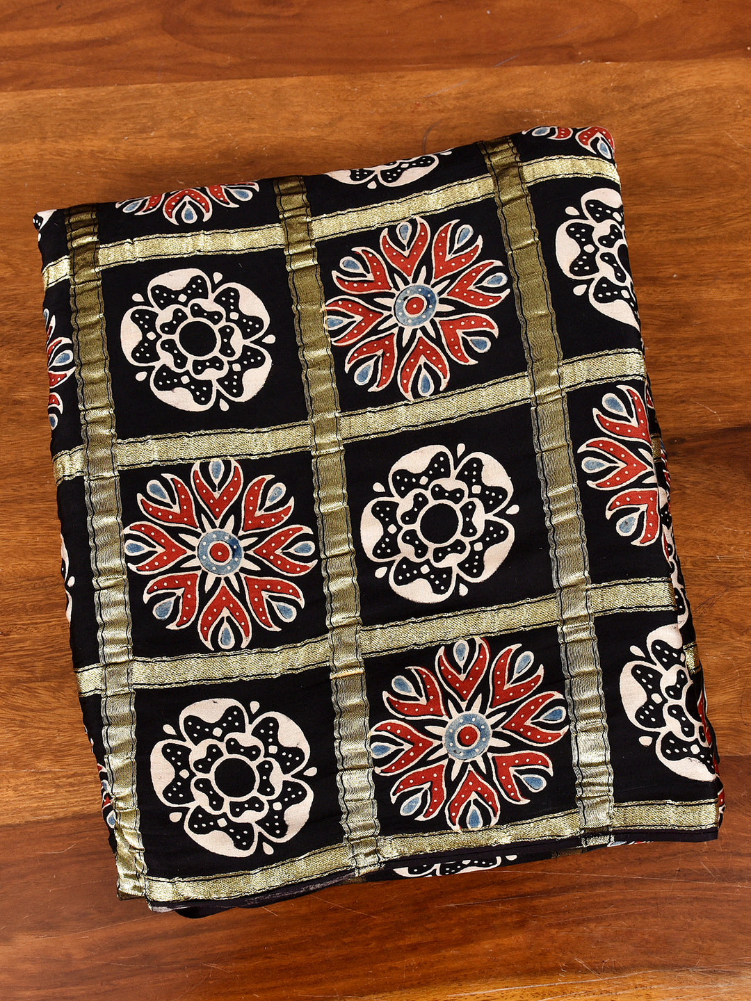 NIKUNJA : AJRAKH GHARCHOLA SEMI GAJJI SILK SAREE