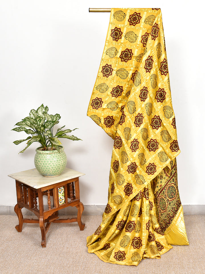 SHAJI : AJRAKH GHARCHOLA SEMI GAJJI SILK SAREE