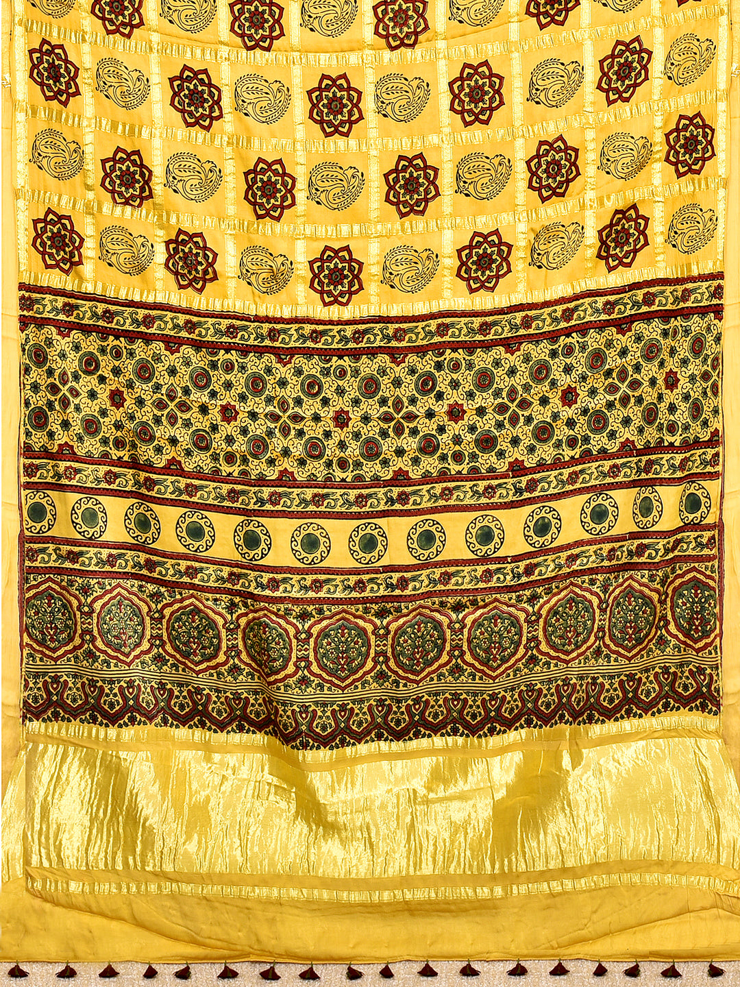 SHAJI : AJRAKH GHARCHOLA SEMI GAJJI SILK SAREE