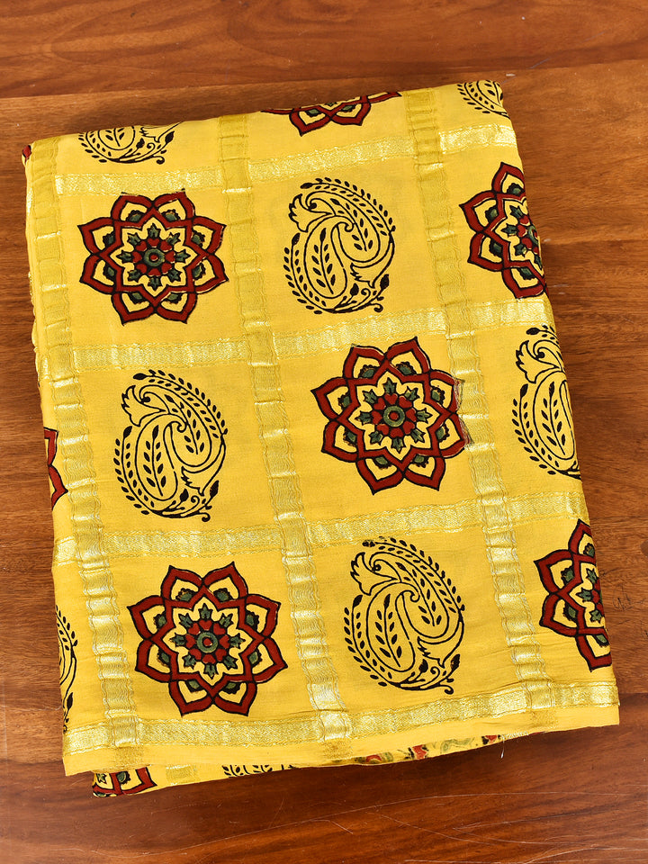 SHAJI : AJRAKH GHARCHOLA SEMI GAJJI SILK SAREE