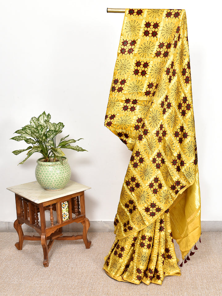 ALVEERA : AJRAKH GHARCHOLA SEMI GAJJI SILK SAREE
