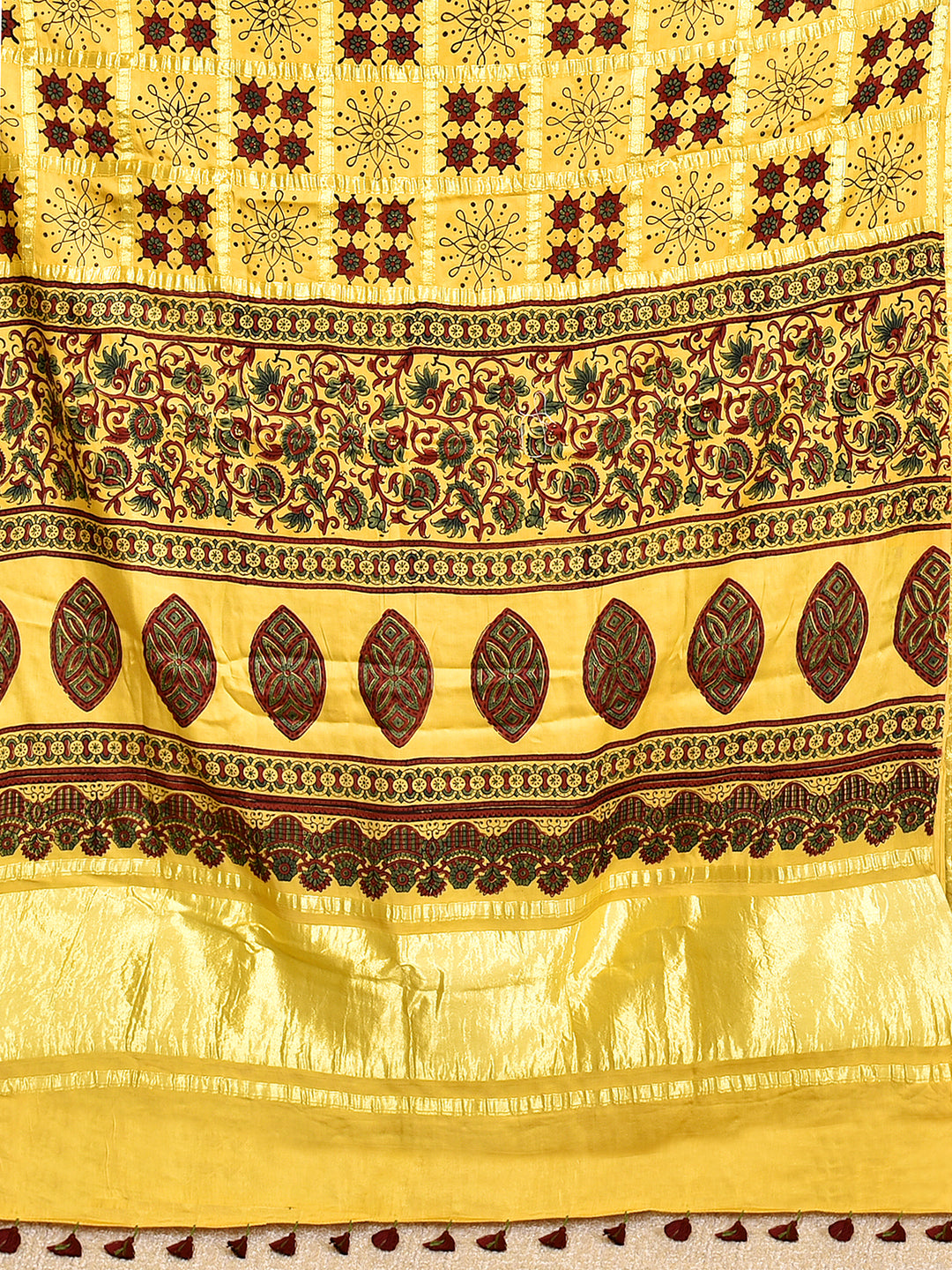 ALVEERA : AJRAKH GHARCHOLA SEMI GAJJI SILK SAREE