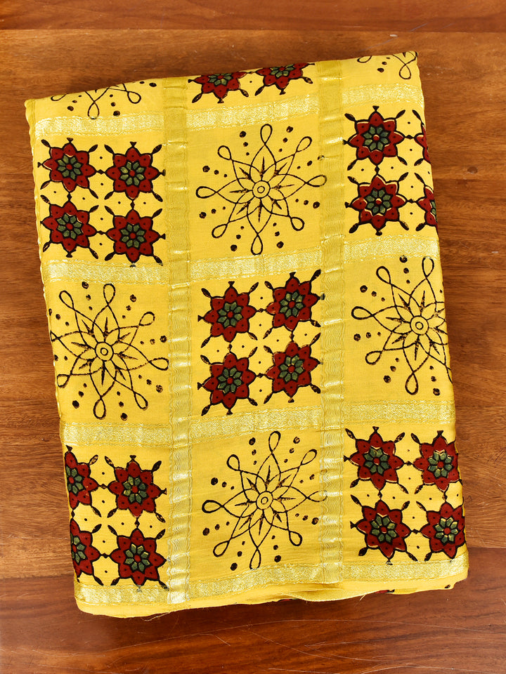 ALVEERA : AJRAKH GHARCHOLA SEMI GAJJI SILK SAREE