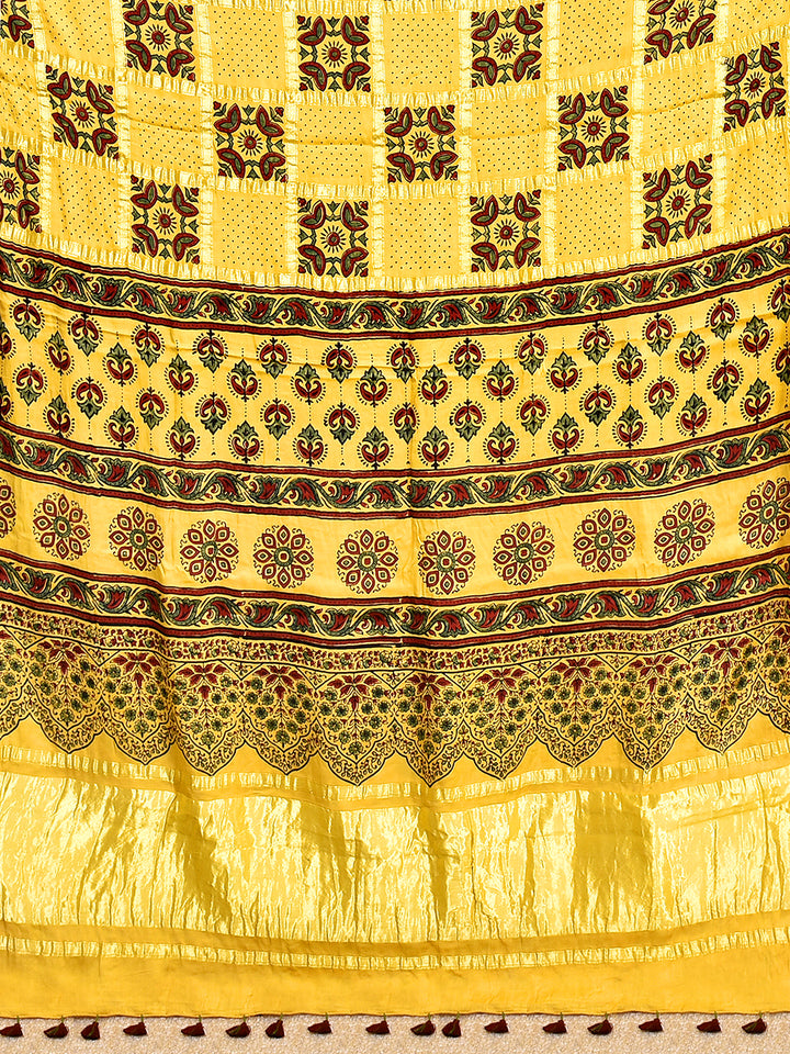 DHEERJA : AJRAKH GHARCHOLA SEMI GAJJI SILK SAREE