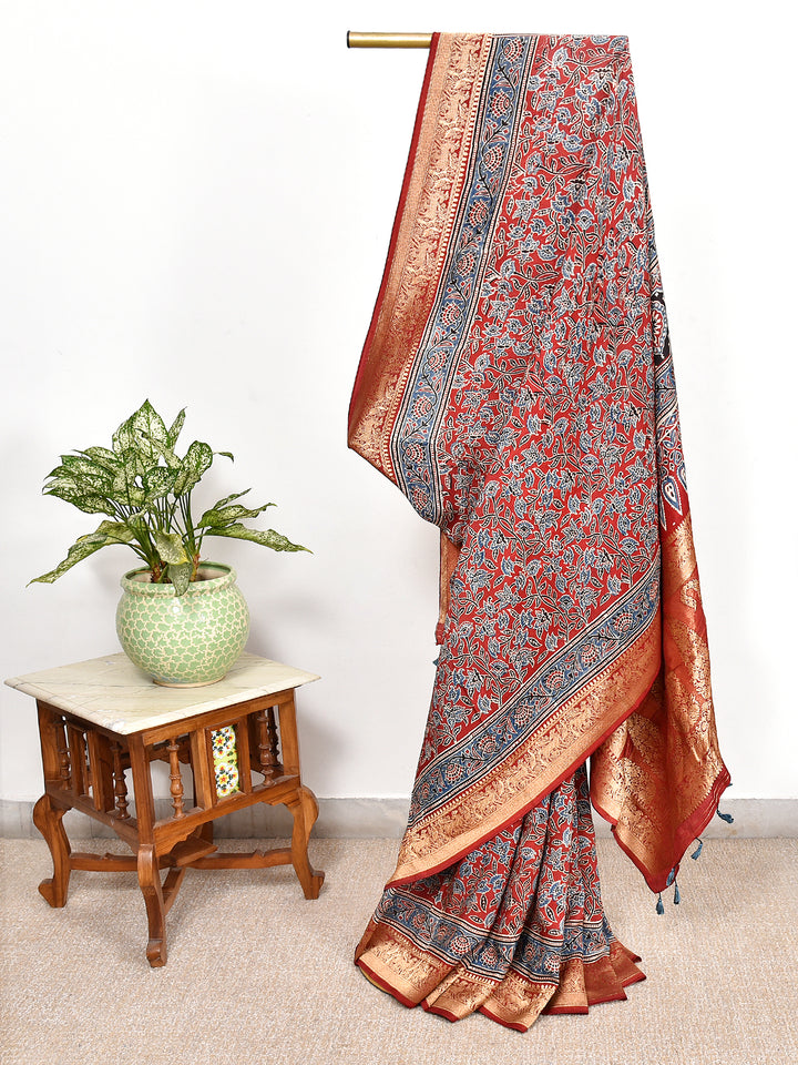 RISHIKA : AJRAKH DOLA SILK SAREE WITH NAKSHI ZARI PALLU