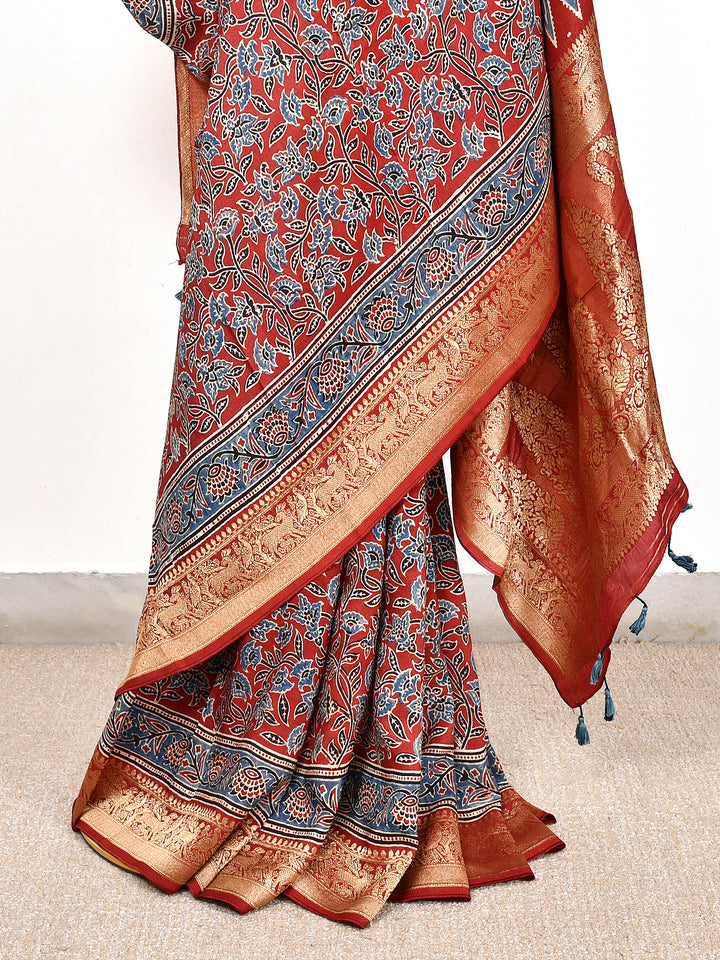 RISHIKA : AJRAKH DOLA SILK SAREE WITH NAKSHI ZARI PALLU