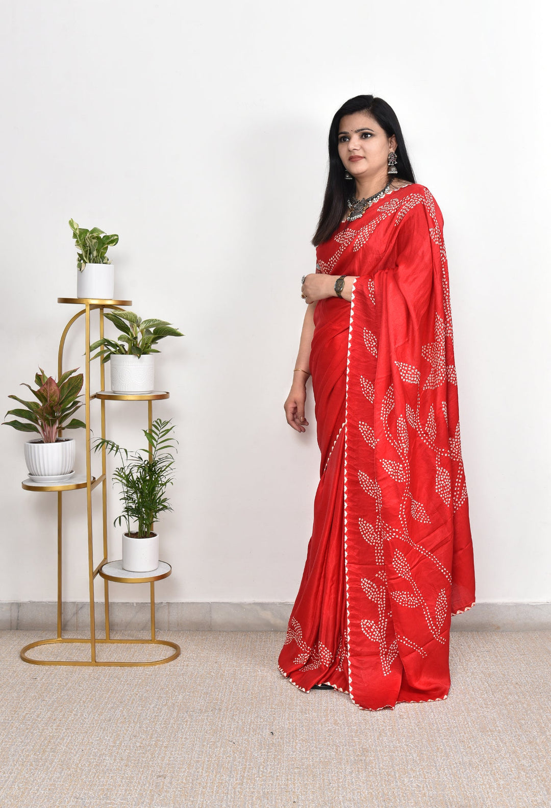 Dark Olive Gajji Silk Embellished Ruffled Saree main image 0
