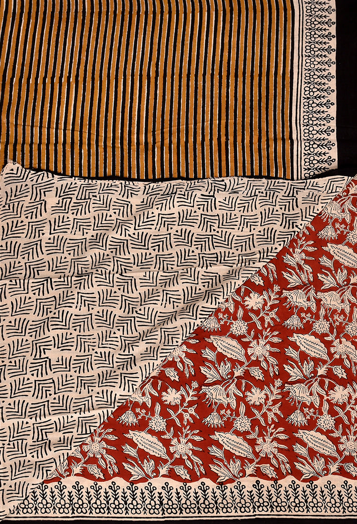 ROLI : COTTON BAGRU HANDBLOCK PRINTED SAREE