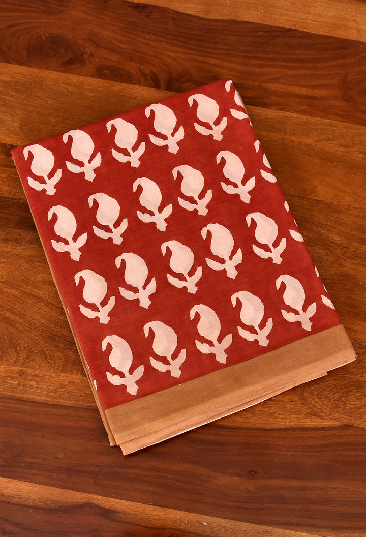 SUMAIRA : COTTON BAGRU HANDBLOCK PRINTED SAREE