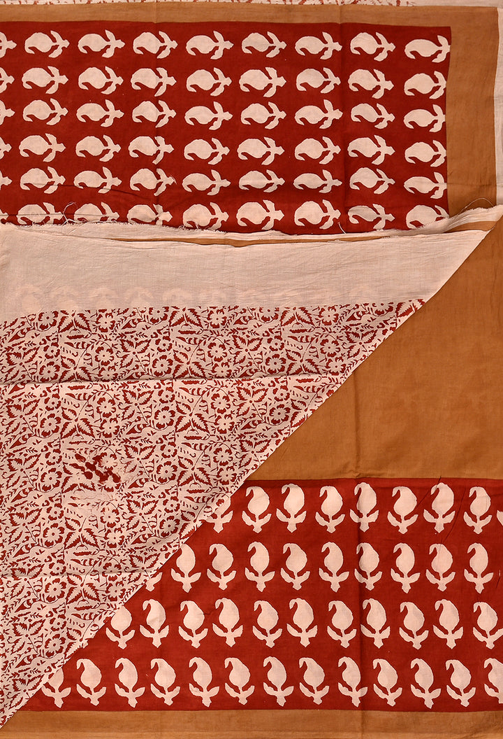 SUMAIRA : COTTON BAGRU HANDBLOCK PRINTED SAREE
