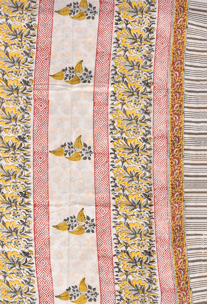 UTTARA : COTTON BAGRU HANDBLOCK PRINTED SAREE