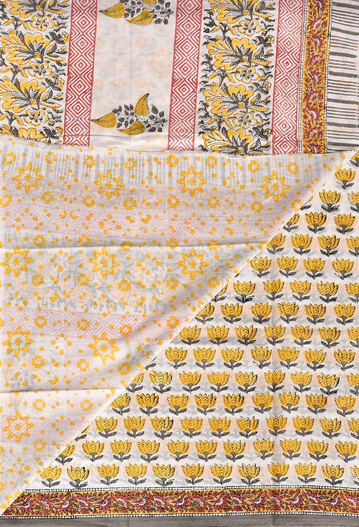 UTTARA : COTTON BAGRU HANDBLOCK PRINTED SAREE