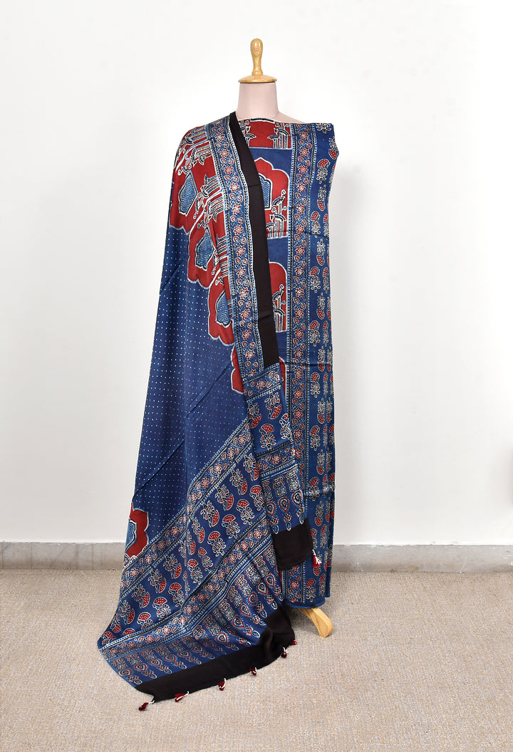 Hand Raju Rekha REKHA : AJRAKH HAND BLOCK MODAL SILK 2 PIECE SUIT – EkBanni