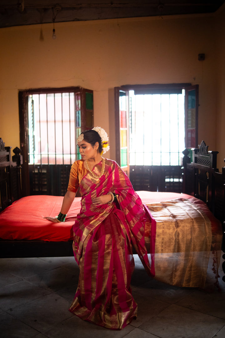 LUPINA : BANARASI TISSUE CHINIYA KATAN SILK SAREE