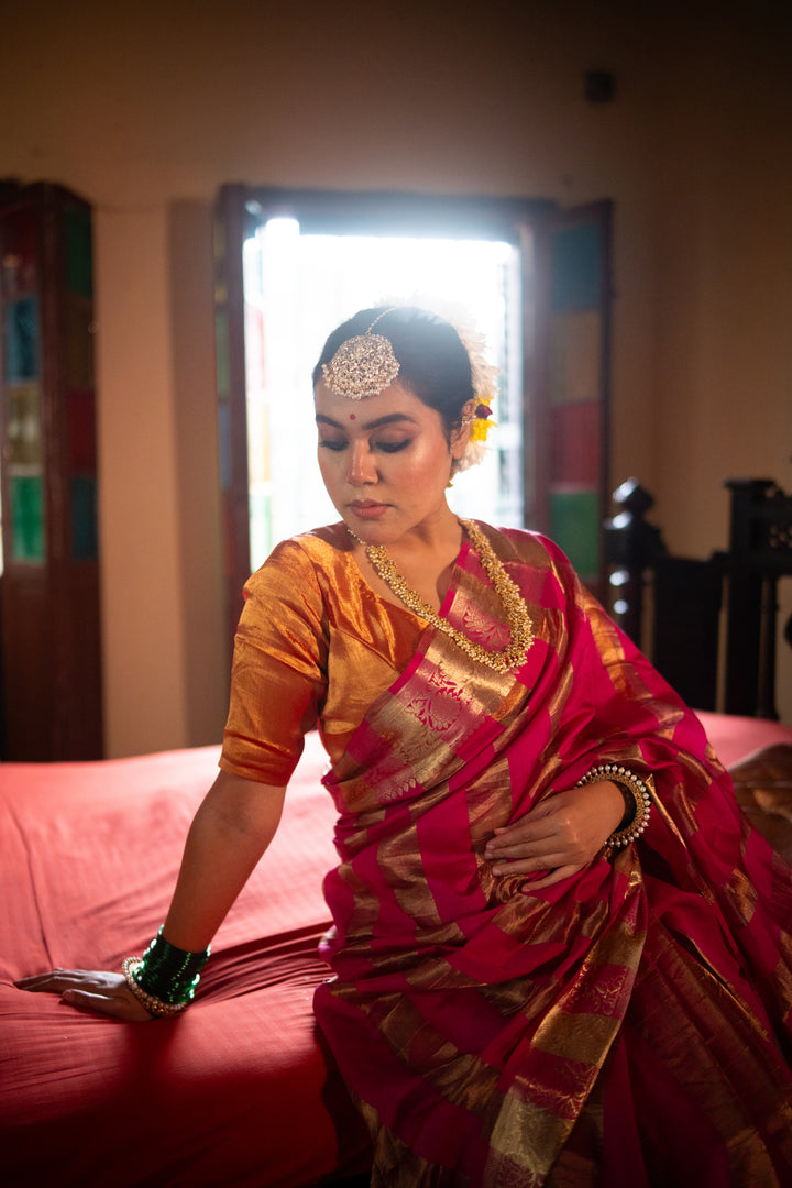 LUPINA : BANARASI TISSUE CHINIYA KATAN SILK SAREE