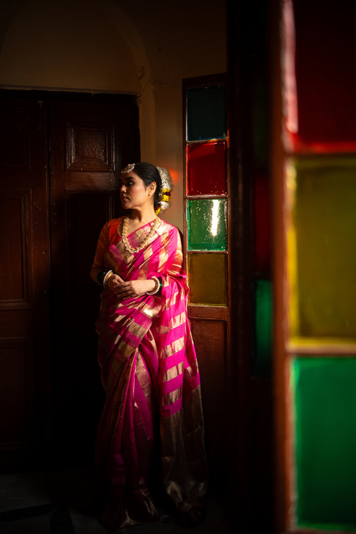 LUPINA : BANARASI TISSUE CHINIYA KATAN SILK SAREE