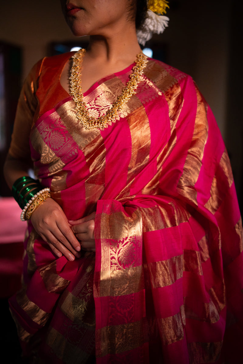 LUPINA : BANARASI TISSUE CHINIYA KATAN SILK SAREE